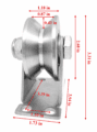 Inch dimensions for stainless steel V-groove sliding gate wheel and mounting bracket