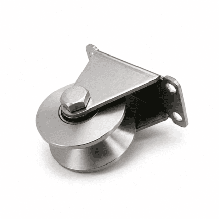 Single stainless steel V-groove sliding gate wheel with mounting bracket