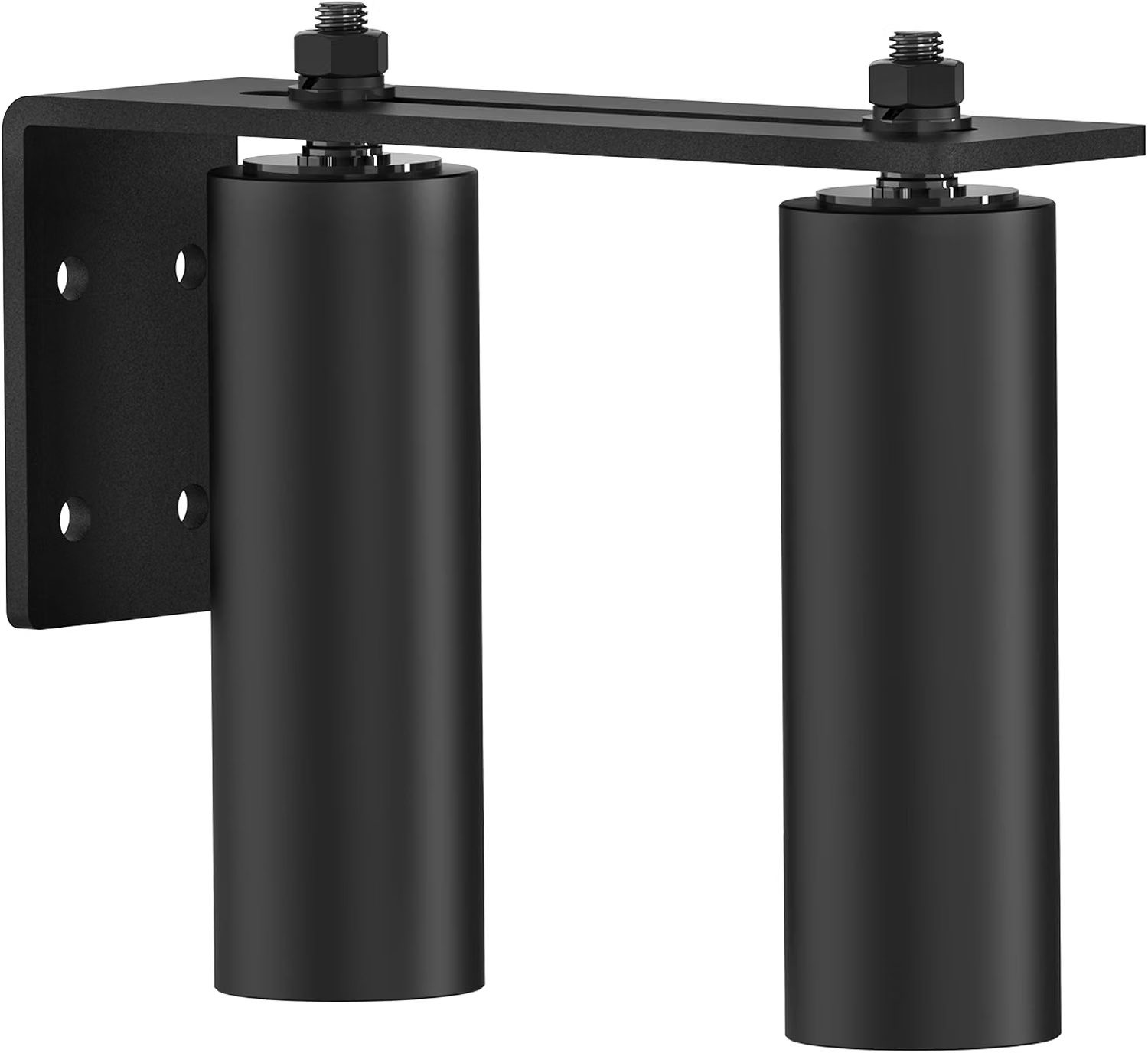 Black adjustable sliding gate guide roller assembly with two 6-inch nylon rollers