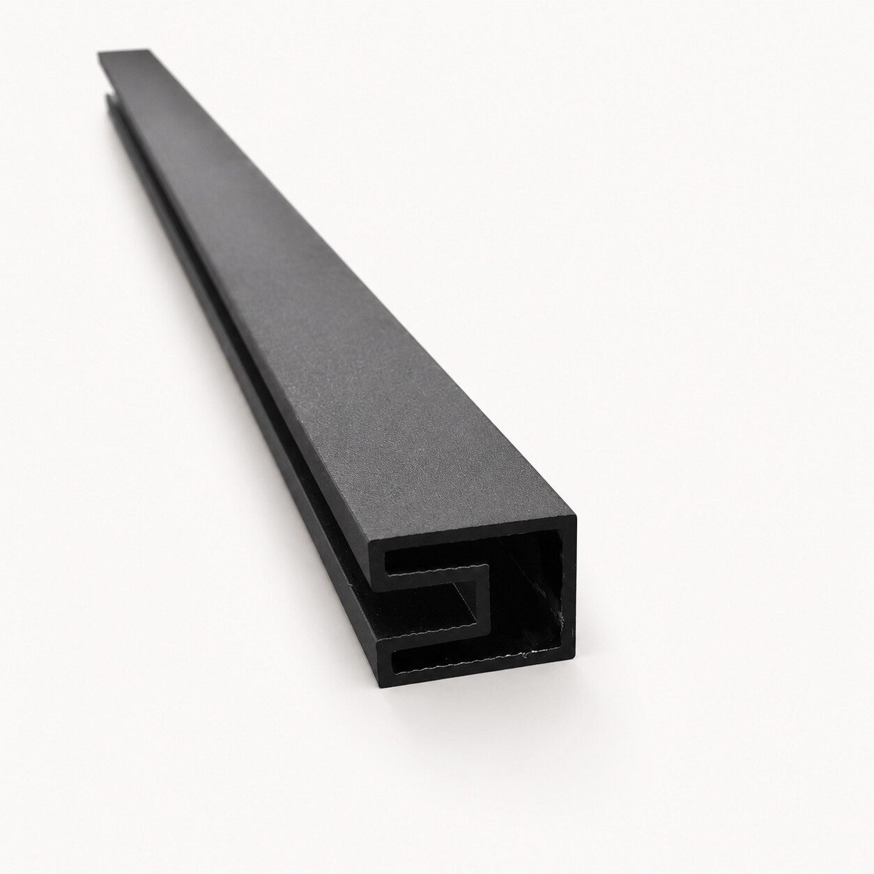 1 Inch Aluminum Slat For Glass in Black powder-coated finish
