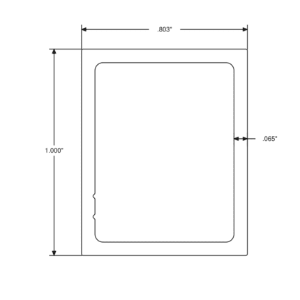 1 inch aluminum slat cross-section showing 1.000 inch height, 0.803 inch width, and 0.065 inch wall thickness