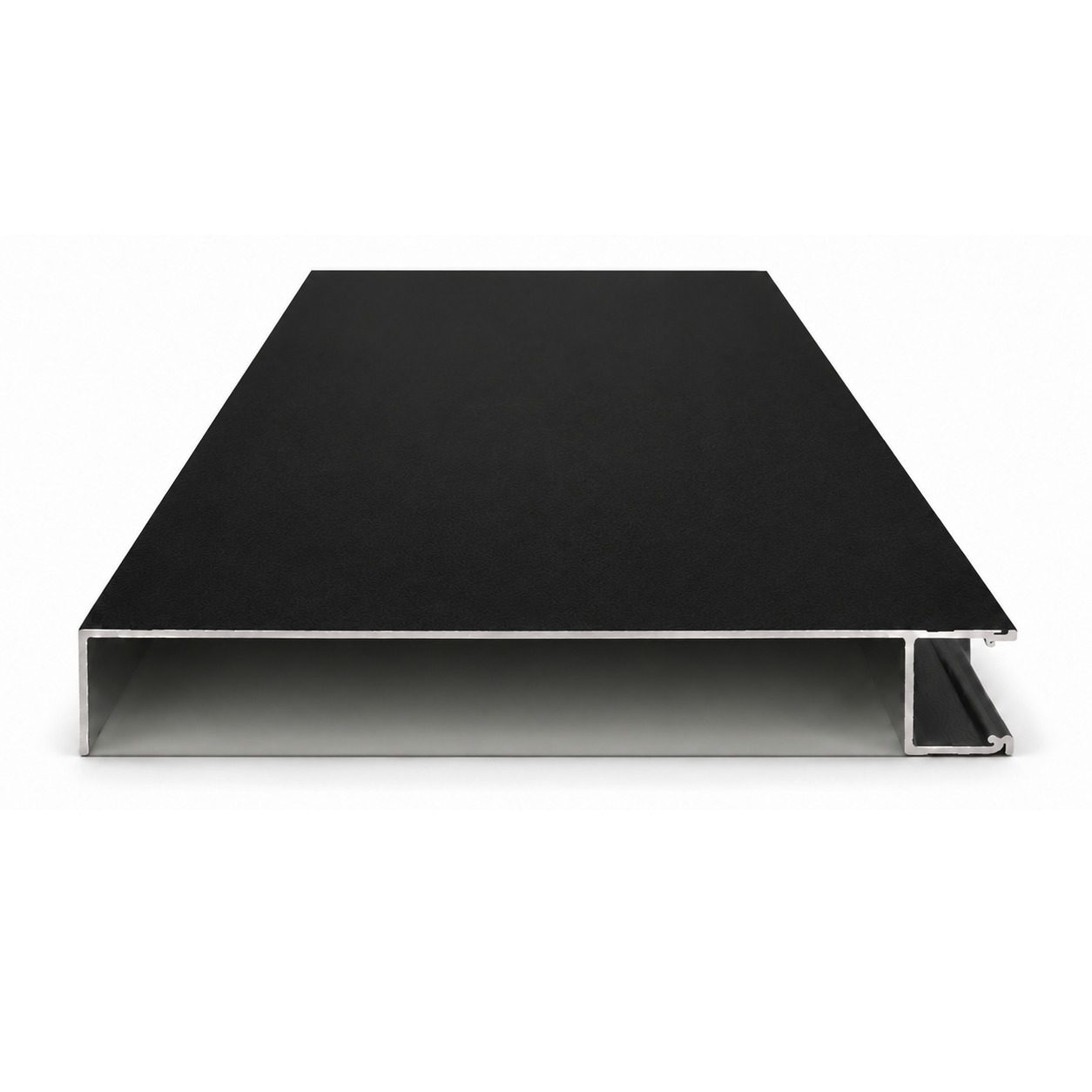 6 inch Aluminum Top Snap Slat in deep matte black, shown at proportional 6.000 inch by 0.803 inch profile scale