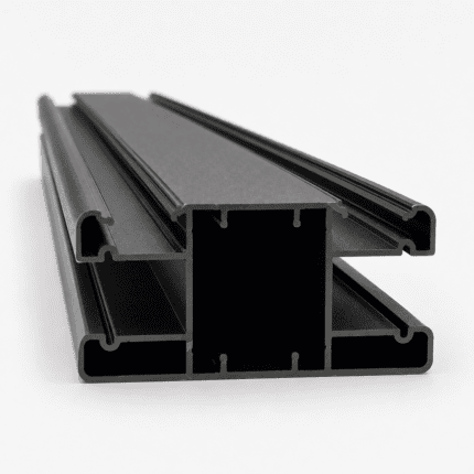 Black aluminum post with two channels, 3.5 x 1.75 inch profile