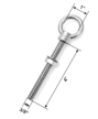 Dimension diagram for 3/8-inch by 4-inch stainless steel eye bolt