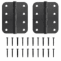 Two black 4-inch stainless steel non-self-closing gate hinges with 20 matching screws