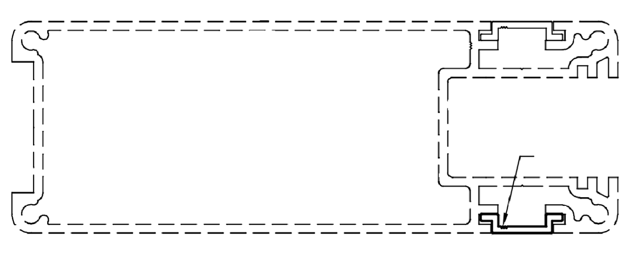 Aluminum Gate Frame cross-section showing Slide Side Covers installed over the dedicated upper and lower screw channels