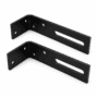 Two black aluminum sliding gate motor chain attachment L-brackets