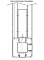 Section drawing of concealed steel T-connector inside Alumission aluminum post profiles without numbered callouts