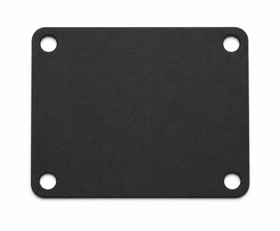 Aluminum Cap For Side Post in deep matte black powder-coated finish with four mounting holes