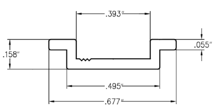 Aluminum Slide Side Cover For Gate Frame cross-section with dimensions in inches