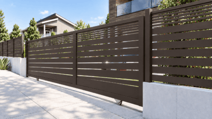 Aluminum Sliding Gate Kit – Dallas Style in Bronze – illustrative sliding gate design