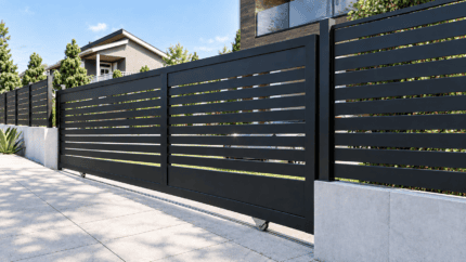 Aluminum Sliding Gate Kit – Los Angeles Style in Black – illustrative sliding gate design