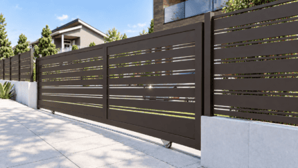 Aluminum Sliding Gate Kit – Miami Style in Bronze – illustrative sliding gate design