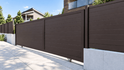 Aluminum Sliding Gate Kit – New York Style in Bronze – illustrative sliding gate design