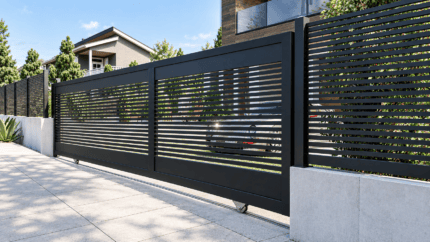 Aluminum Sliding Gate Kit – San Francisco Style in Black – illustrative sliding gate design