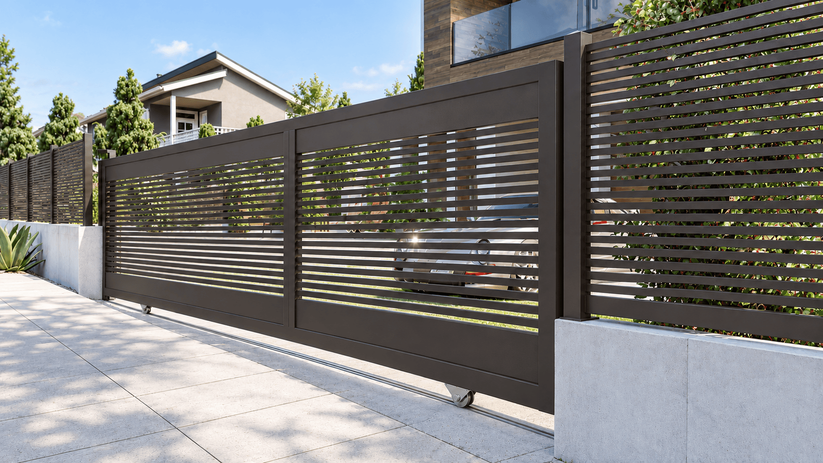 Aluminum Sliding Gate Kit – San Francisco Style in Bronze – illustrative sliding gate design