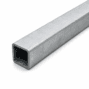 Close-up of a 1-1/4 inch galvanized square steel tube on a clean white background