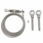 Complete 20-foot stainless steel gate anti-sag cable kit with turnbuckle, two eye bolts, and aluminum crimp sleeve