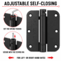 Adjustable spring tension and stopper pin instructions for self-closing gate hinge