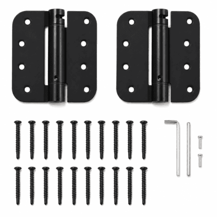 Black 4-inch adjustable self-closing gate hinges set of 2 with 20 mounting screws