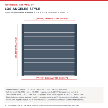 Los Angeles Style Aluminum Side Panel — Dimensioned Layout