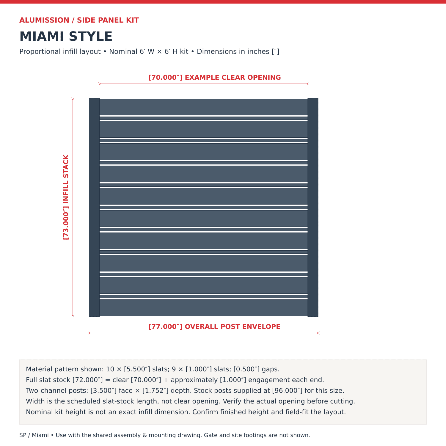 Miami Style Aluminum Side Panel — Dimensioned Layout