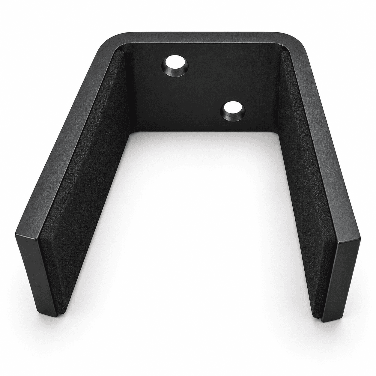 Black aluminum sliding gate catcher with black protective foam liner