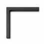 Black powder-coated steel L-connector for joining Alumission aluminum posts at a 90-degree mitered corner