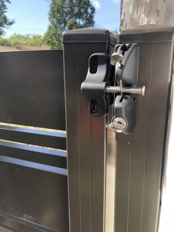 Black Aluminum fence and pedestrian gate