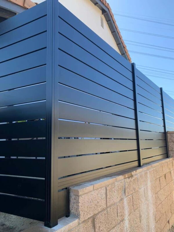 Modern black aluminum fence