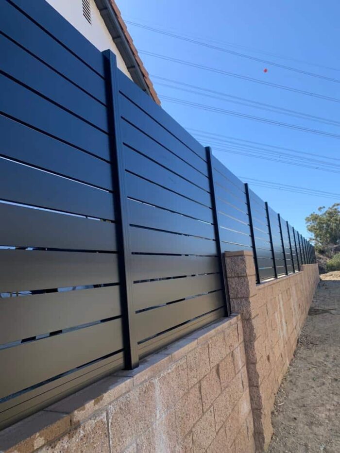 Modern black aluminum fence