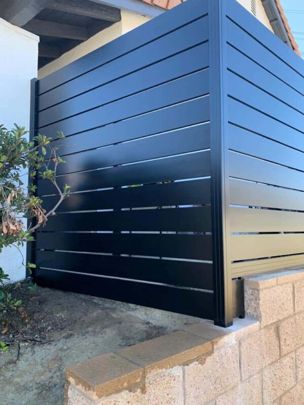 Modern black aluminum fence