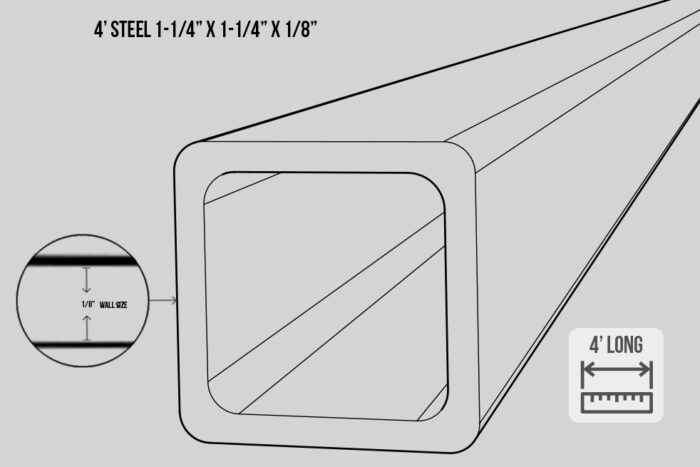 2D-4 feet steel dimensions