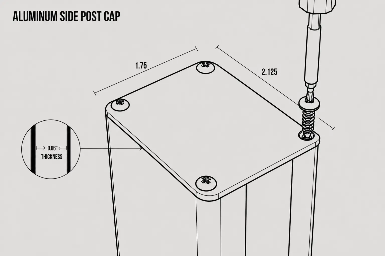 Aluminum Side Post Cap