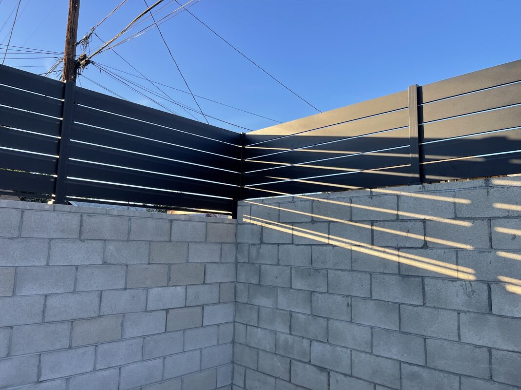 Black aluminum wall topper in Los Angeles