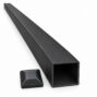 Black powder-coated 3 x 3 steel gate post with matching cap and flat seamless top