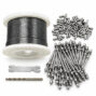 Alumission stainless steel cable railing kit in silver with cable, tension fittings and protector sleeves