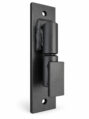 Heavy-duty black ball-bearing barrel gate hinge with custom 8 inch bolt-on plate